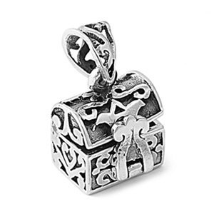 11MM .925 STERLING SILVER KEY LOCKET TREASURE BOX PENDANT