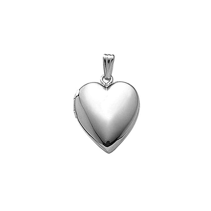 Sterling Silver Heart Locket 1/2 Inch X 1/2 Inch Sterling Silver