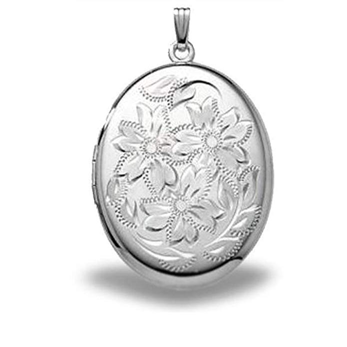 Extra LARGE Sterling Silver Oval Locket 1-1/4 Inch X 1-1/2 Inch