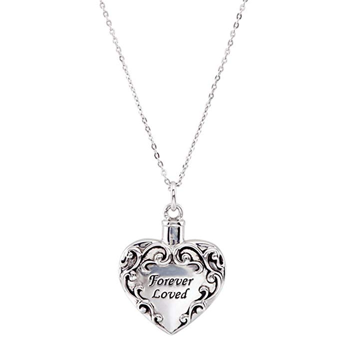 SVJDirect Sterling Silver Heart Shaped Forever Loved Ash Holder Necklace With 18