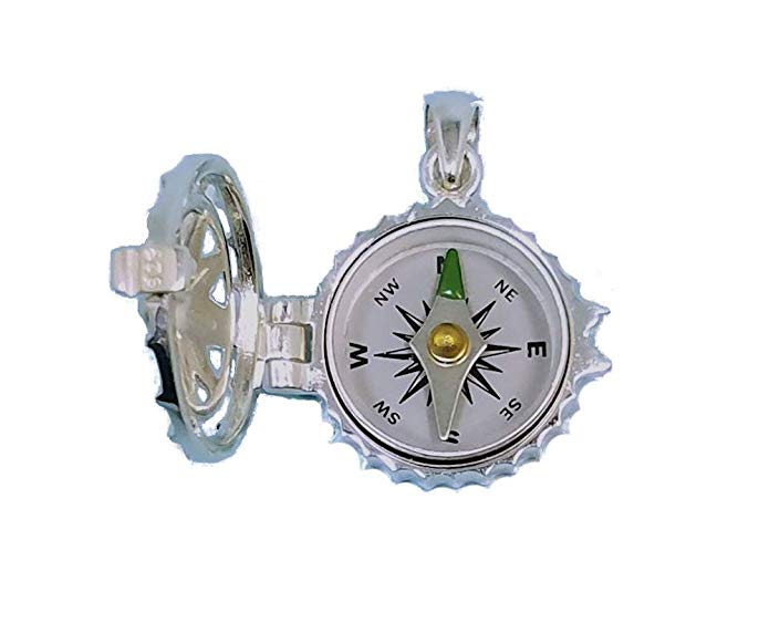 Stanley London Sterling Silver Compass Rose Locket with Working Compass