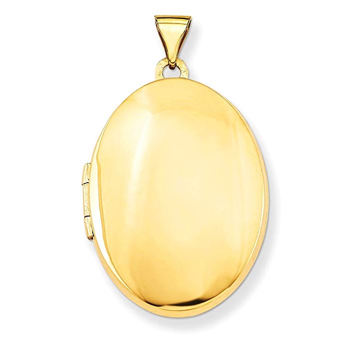 14k Yellow Gold Polished Domed Oval Locket