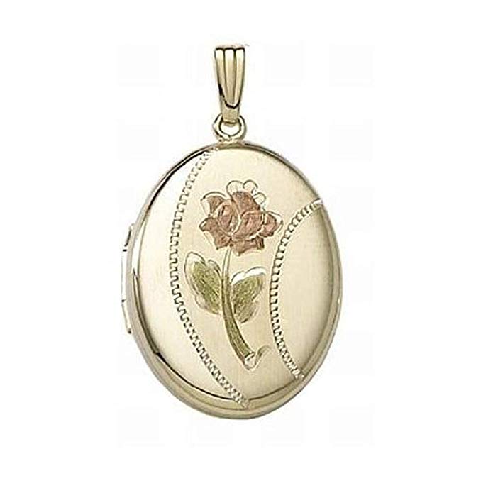 14K Gold Filled Rose Oval Locket 3/4 Inch X 1 Inch