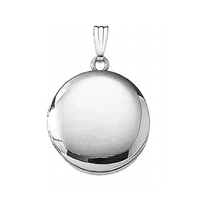 PicturesOnGold.com 14k White Gold Round Locket 3/4 Inch X 3/4 Inch, 14K White Gold