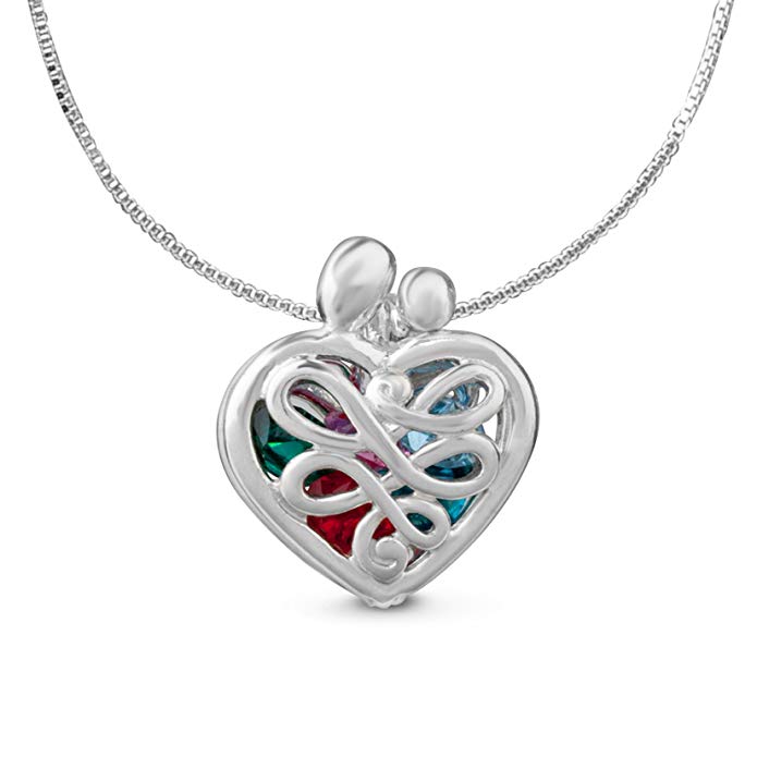 Loving Family - Small Heart Locket with 12 Birthstones - 20