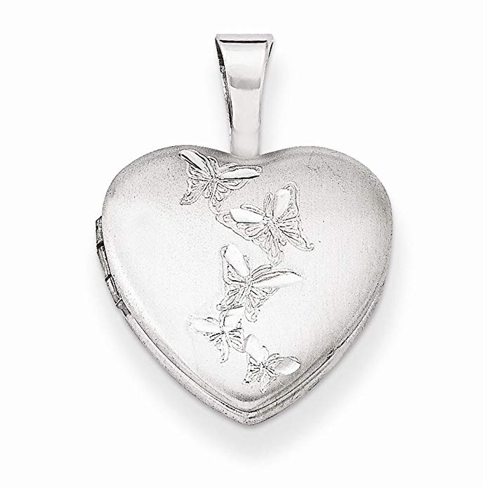 Sterling Silver Butterflies 12mm Heart Locket