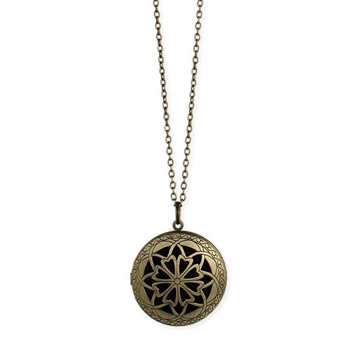 Essential Oil Burnished Gold Plate Diffuser Locket Necklace