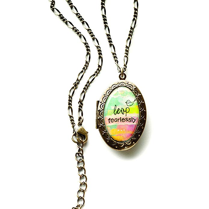 Kelly Rae Roberts Necklace, 19-in Brass-Tone Leap Fearlessly Pendant Locket Necklace