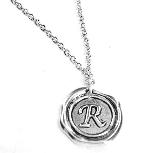 Fallen Saint Letter R Wax Seal Initial Necklace