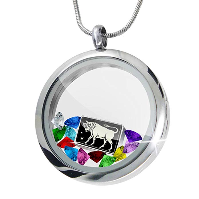 NEONBLOND Floating Locket Set Taurus (21 April - 20 May) + 12 Crystals + Charm