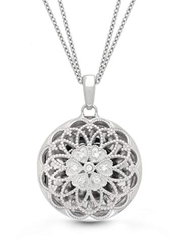 With You Lockets Sterling Silver-Rose Gold-Diamond-Filigree-Custom Photo Locket Necklace-The Elaine by