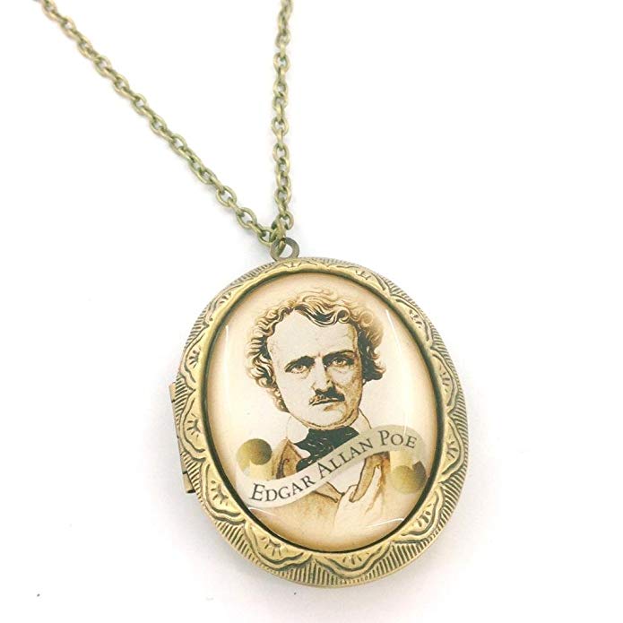 Edgar Allan Poe Scroll Cameo Locket Necklace