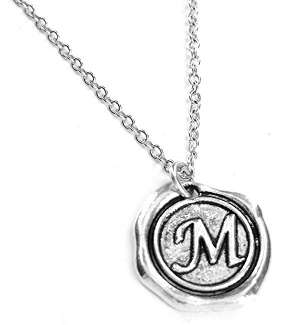 Fallen Saint Letter M Wax Seal Initial Necklace