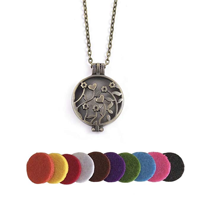 Aromatherapy Essential Oil Diffuser Charms Locket Pendants Necklaces Jewelry with Chain