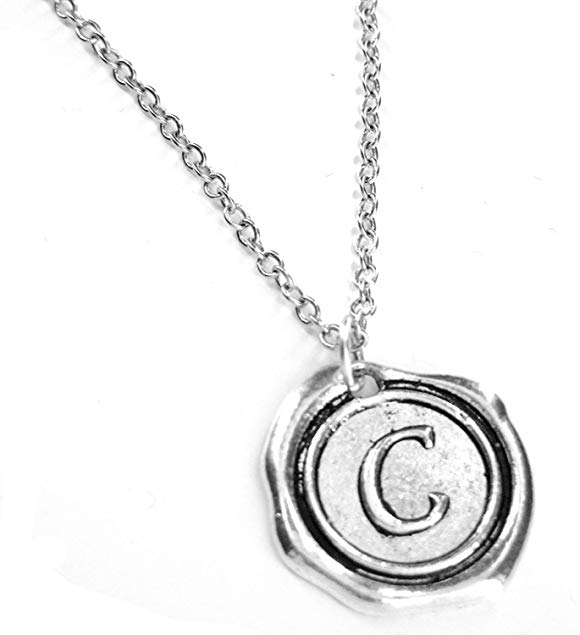 Fallen Saint Letter C Wax Seal Initial Necklace