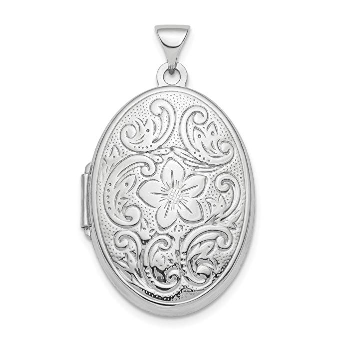 925 Sterling Silver 26mm Patterned Oval Photo Pendant Charm Locket Chain Necklace That Holds Pictures Fine Jewelry For Women Gift Set