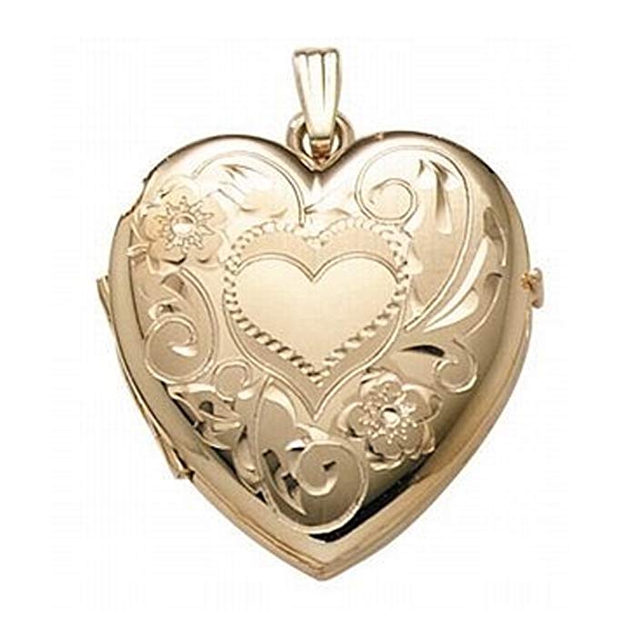 14K Gold Filled 4-Page Photo Heart Locket - 1-1/4 Inch X 1-1/4 Inch