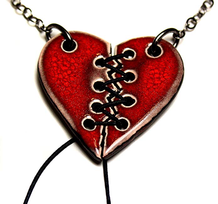 Surly-Ramics Lace up Corset Style Ceramic Heart Necklace