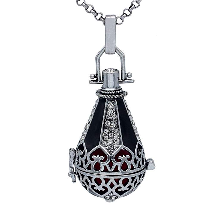 Locket Antique Silver Waterdrop Crystal Fragrance Essential Oil Diffuser Pendant Necklace Jewelry