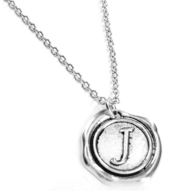 Fallen Saint Letter J Wax Seal Initial Necklace