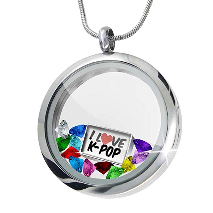 NEONBLOND Floating Locket Set I Love K-Pop + 12 Crystals + Charm