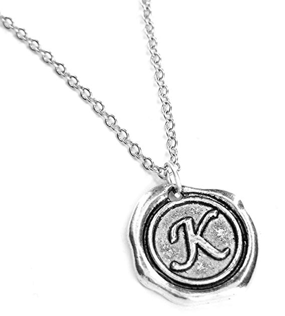 Fallen Saint Letter K Wax Seal Initial Necklace