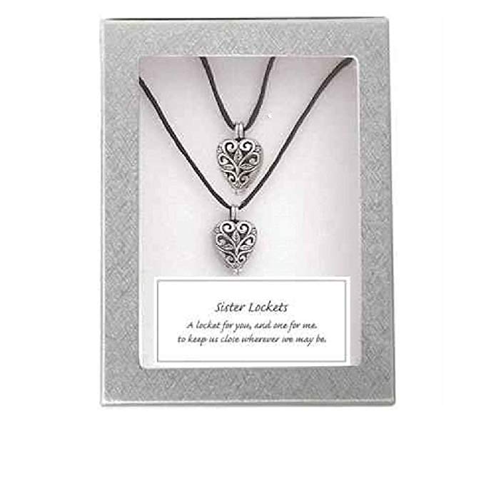 Cathedral Art 'Sisters' Heart Locket Pendants - 2 Necklaces