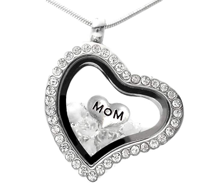 Truly Charming Mom Memory Locket Necklace with Crystals from Swarovski and a Floating Charm 18