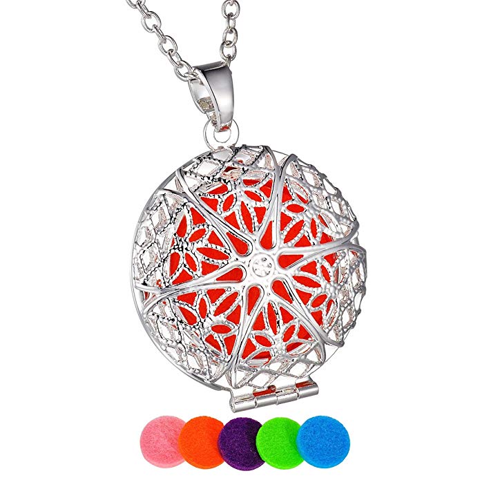 HooAMI Flower Aromatherapy Essential Oil Diffuser Necklace Pendant Locket Jewelry