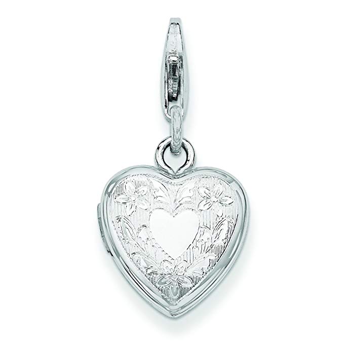 Sterling Silver Heart Wings Lobster Clasp 12mm Heart Locket