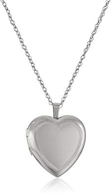 Sterling Silver Large Satin Center Heart Locket Necklace, 30