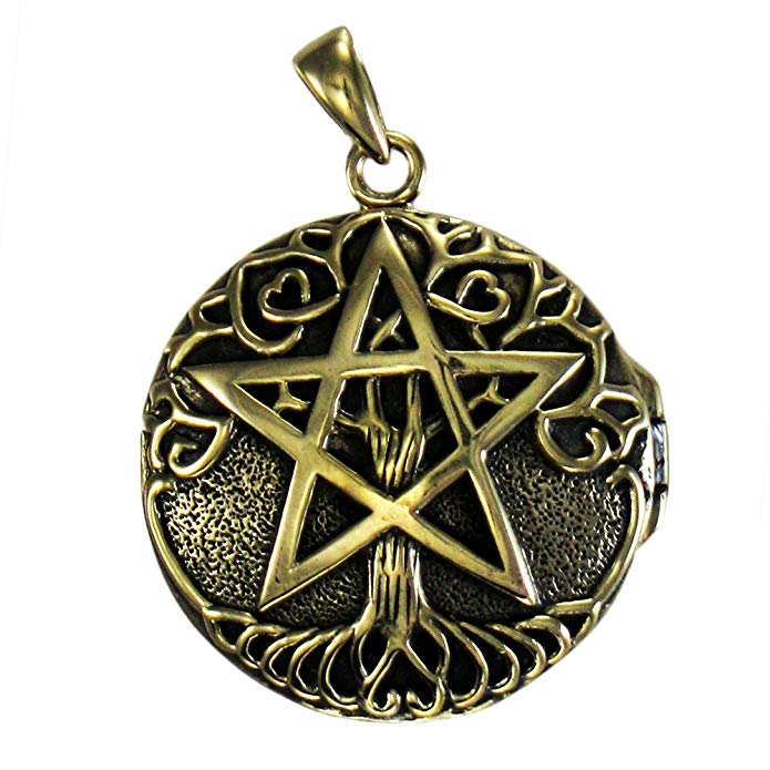 Bronze Tree Pentacle Pentagram Aromatherapy Locket