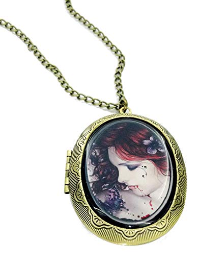 Fallen Saint Vampire Butterfly Cameo Locket Necklace