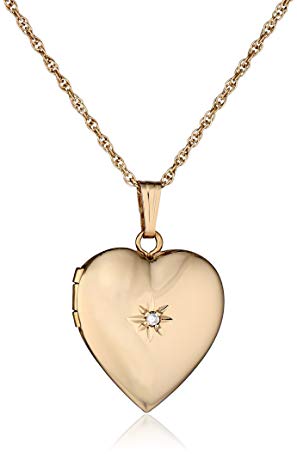 14k Yellow Gold Diamond-Accent Heart Locket Necklace, 18