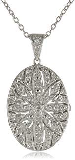 Sterling Silver Diamond Locket Necklace