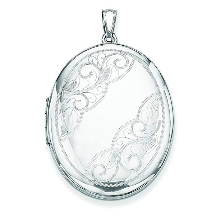 Sterling Silver W/Side Swirls 34mm Oval Locket