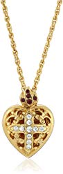 Symbols of Faith Inspirations 14k Gold-Dipped Crystal Heart Cross Locket Necklace, 17.5 inches