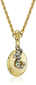 1928 Jewelry Gold- and Silver-Tone Crystal Initial Locket Necklace, 16