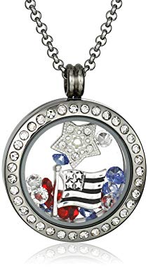 Charmed Lockets Swarovski Crystal Americana Floating Charm Locket Necklace, 24