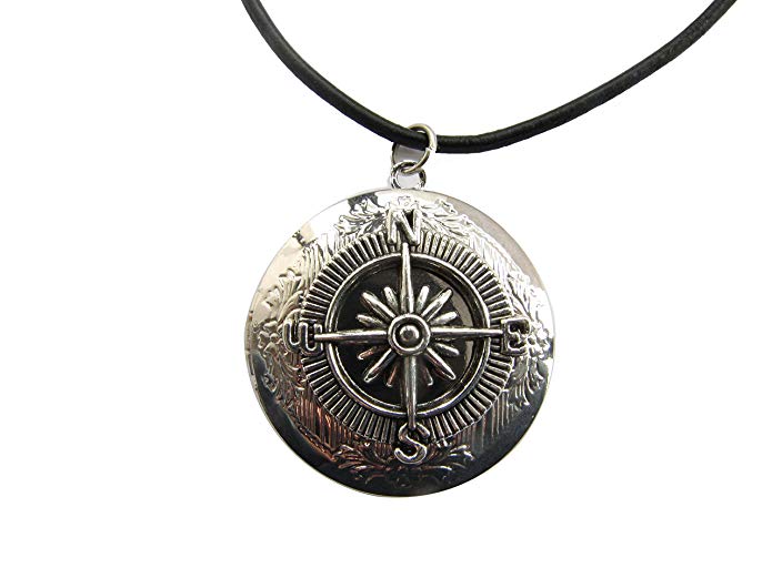 Silver Compass locket Necklace, Compass Charm,Graduation Gift, Travel Gift, Compass Jewelry,Good Luck,