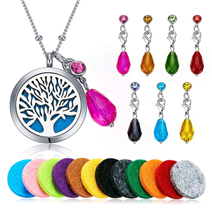 vcmart Aromatherapy Essential Oil Diffuser Pendant Locket Necklace, 24