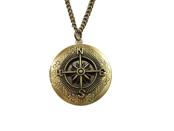 Ancient Bronze Compass locket Necklace, Compass Charm,Graduation Gift, Travel Gift, Compass Jewelry,Good Luck,