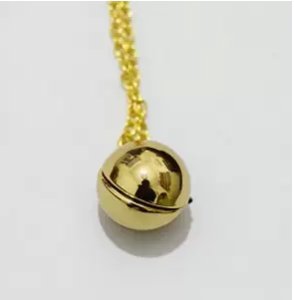 Shiny Gold Secret Message Locket - Vintage Gold Ball Locket Necklace - Stocking Stuffer Gift