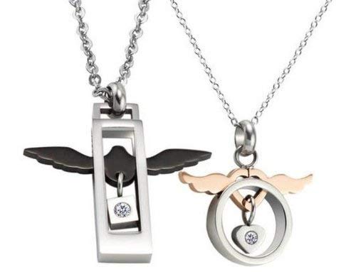 Couple Titanium Necklace Set We Love Each Other Love Valentine, Packed with a Gift Box (One Set)