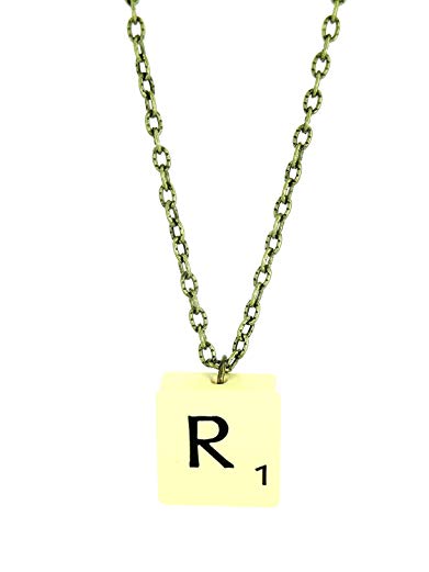 Fallen Saint Letter R Vintage Scrabble Tile Necklace Gift Boxed