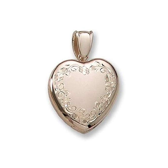 18k Premium Weight Yellow Gold Hand Engraved Heart Picture Locket 3/4 Inch X 3/4 Inch in 18K