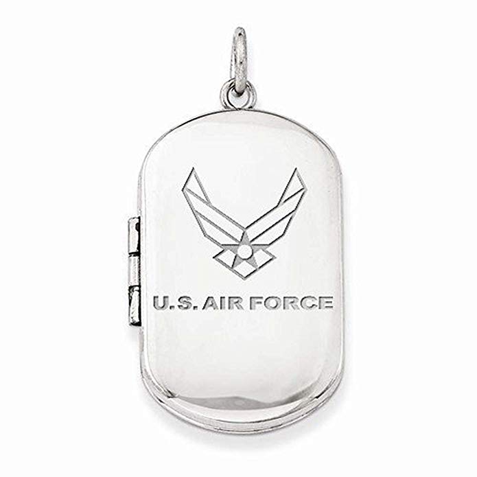 Sterling Silver Air Force Dogtag Locket - 1 Inch X 1 1/4 Inch Sterling Silver