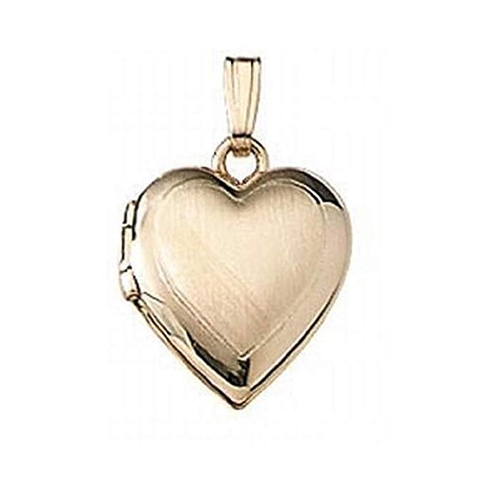 Solid 14K Yellow Gold Small Heart Locket 1/2 Inch X 1/2 Inch Solid 14K Yellow Gold