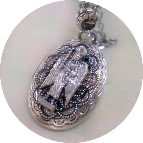 Archangel Michael Filigree Locket, Personalized, Hand-crafted with Love