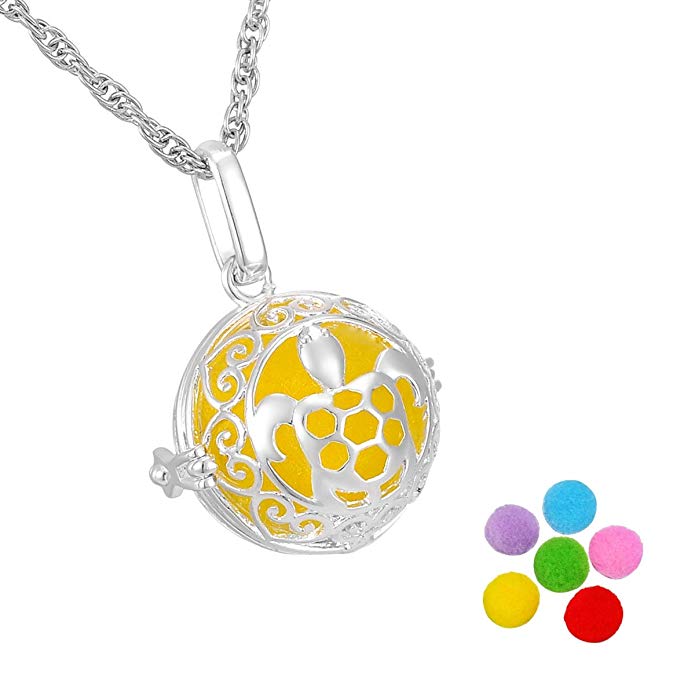 HooAMI Aromatherapy Essential Oil Diffuser Necklace - Magical Box Longevity Turtle Locket Pendant